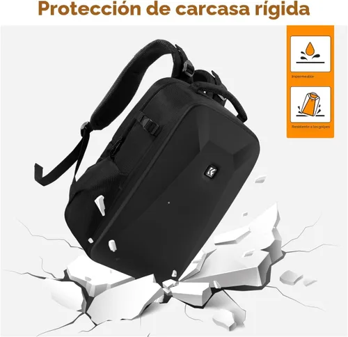 Miniatura 5 de K&F CONCEPT Mochila para cámara, funda rígida para cámara DSLR con compartimento para laptop de 15-15.6 pulgadas, estuche impermeable para cámara