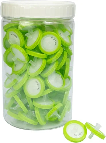 filtros de jeringa, filtración hidrófila, 0,22 um micrón, tamaño de poro, 0.984 in, diámetro de membrana, disco de membrana PES de laboratorio, no