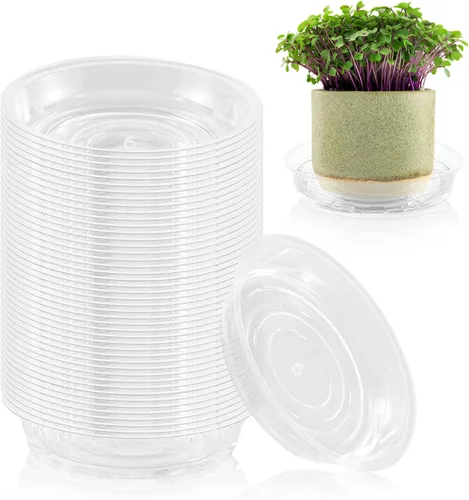 Miniatura 30 de Paquete de 30 platillos transparentes para plantas en interiores (4, 6, 8, 10, 12 pulgadas) platillos para macetas para plantas en maceta, juego