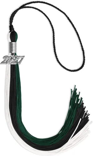 Miniatura 145 de Endea Graduation Borla de triple color con gota de fecha plateada (negro/dorado/granate, 2020)