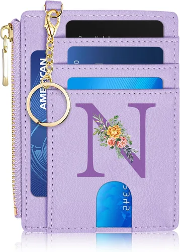 Miniatura 22 de Tarjetero para mujer minimalista y delgado con bolsillo frontal, bloqueo RFID, cartera compacta con ventana para identificación y bolsillo