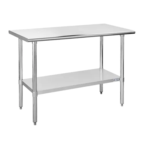 Miniatura 57 de Mesa de acero inoxidable para preparación y trabajo, con ruedas giratorias, mesa resistente, comercial NSF, con estante inferior y protector