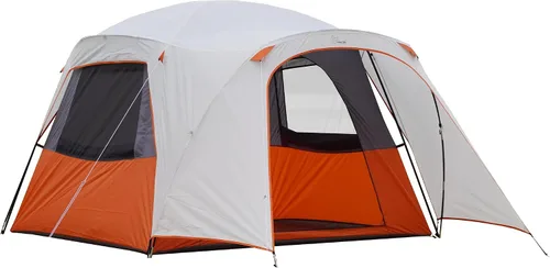Vidalido Tienda de campaña para 3-4 personas con 1 puerta de malla y 2 grandes ventanas de malla, tienda de campaña portátil de doble capa Naranja