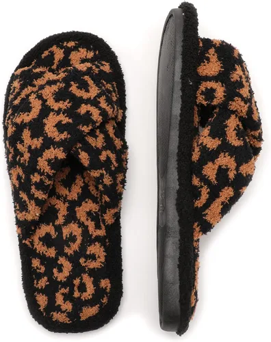 Miniatura 5 de MIRMARU Pantuflas de casa con estampado de animales para mujer, cómodas, mullidas, con puntera abierta, banda cruzada, para interiores y exteriores