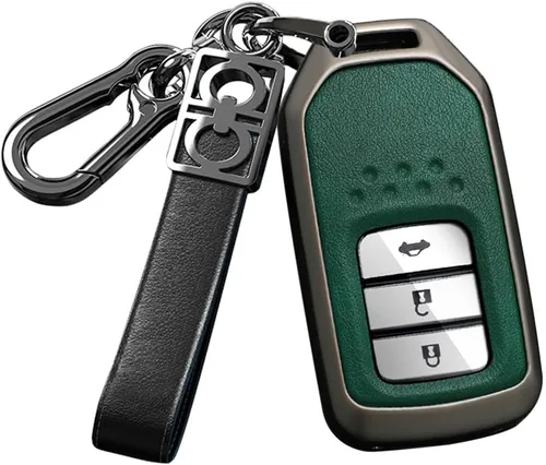 Miniatura 11 de ontto Funda de metal y cuero para llave de automóvil para Honda Civic Accord Pilot CRV HRV CRZ Fit Odyssey JED Crosstour Ridgeline Crider Spirior