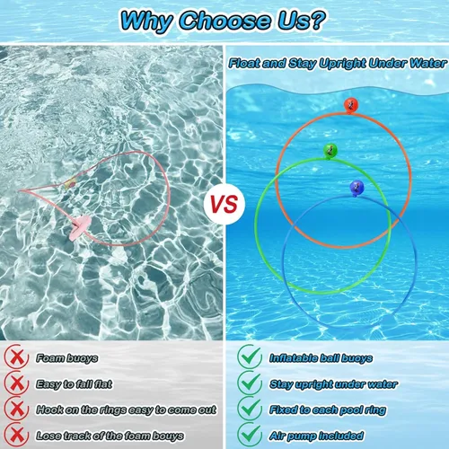 Miniatura 3 de Jasonwell Juguetes de piscina, anillos de buceo, 28 piezas, juego de piscina, juguetes de buceo con anillo de buceo, tesoros submarinos, bandidos