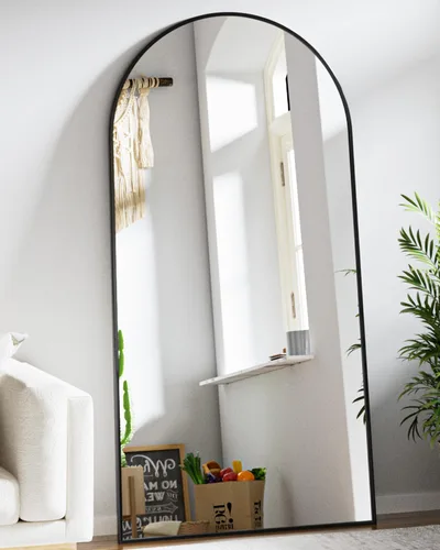 Miniatura 8 de BEAUTYPEAK Espejo de cuerpo completo con arco de 71 x 30 pulgadas, espejo de pared para colgar o inclinar con parte superior arqueada con soporte