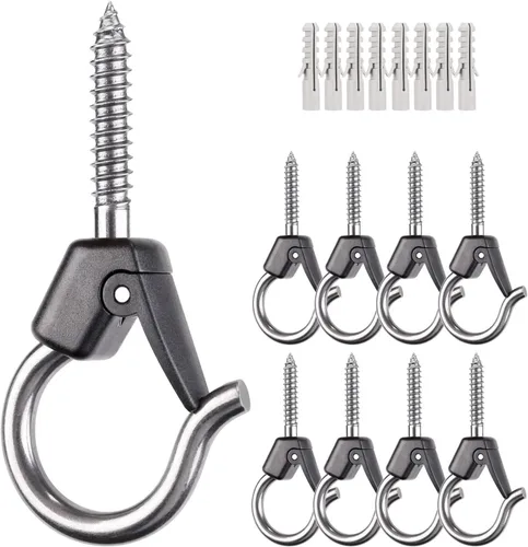 BeneLabel Ganchos de techo para montaje en pared con hebilla de seguridad, ganchos para colgar plantas, soportes colgantes al aire libre para colgar