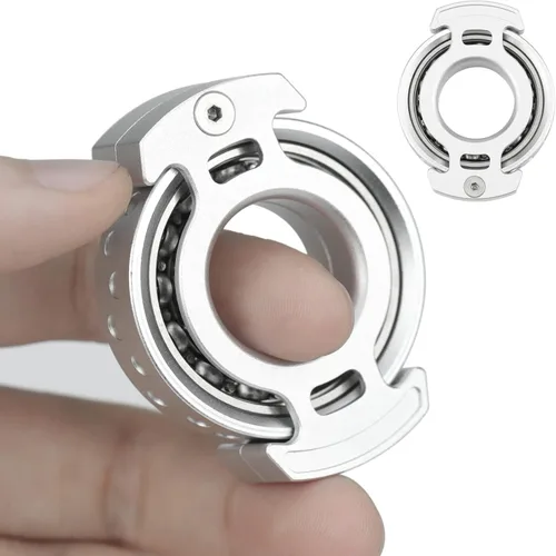 Miniatura 8 de FREELOVE Metal Ring Fidget Toys for Men Adults, Aluminum Alloy, Chain Bike Sound Anxiety Ring, Nuclear Reactor Design with 6804 Ball Bearing Finger