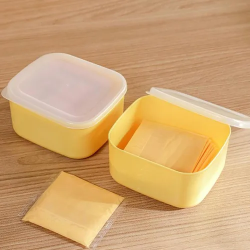 Miniatura 8 de TOPINCN Contenedor de almacenamiento de queso de plástico con tapa hermética, caja de almacenamiento de alimentos para refrigerador, contenedor