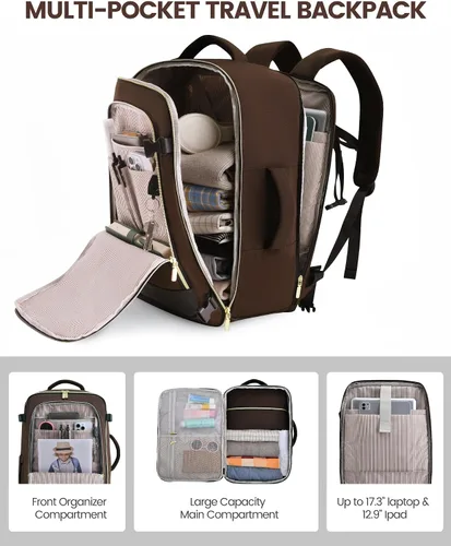 Miniatura 4 de LOVEVOOK Mochila de viaje para mujer, mochila de transporte de 40 litros aprobada para vuelo, bolsa grande para artículos personales para portátiles