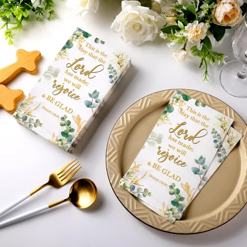 Miniatura 2 de Karenhi 200 Piezas Servilletas Desechables Decorativas Religiosas 2 Capas Toallas Desechables Cristianas para Baño Servilletas de Papel