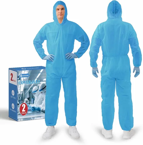 Miniatura 15 de Trajes de materiales peligrosos, 10 opciones de colores Monos protectores desechables, traje de pintura con muñecas elásticas, tobillos y capucha