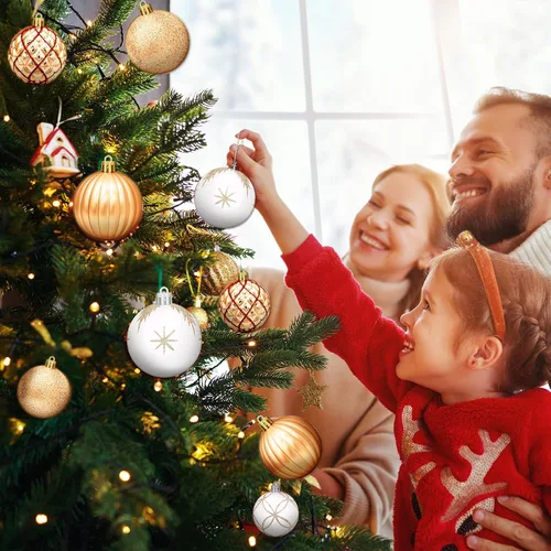 Miniatura 6 de DeckTheHalls Adornos de bolas de Navidad, 30 piezas de 2.5 pulgadas irrompibles, bolas de decoración navideña para colgar en el árbol de Navidad