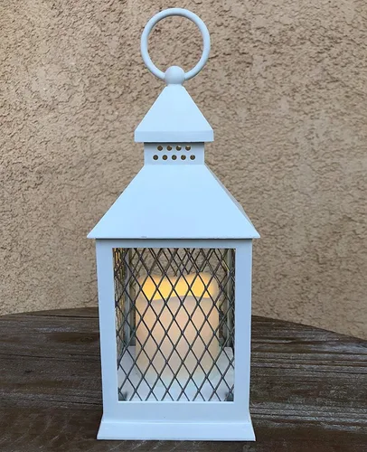 Miniatura 9 de Juego de 12 piezas de estilo granja, farol decorativo de 10 pulgadas con vela LED sin llama y temporizador de 5 horas, decoración rústica de boda