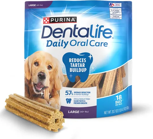 Purina DentaLife - Masticables dentales para perros grandes, hechos en Estados Unidos, para uso diario, bolsa de 18 unidades