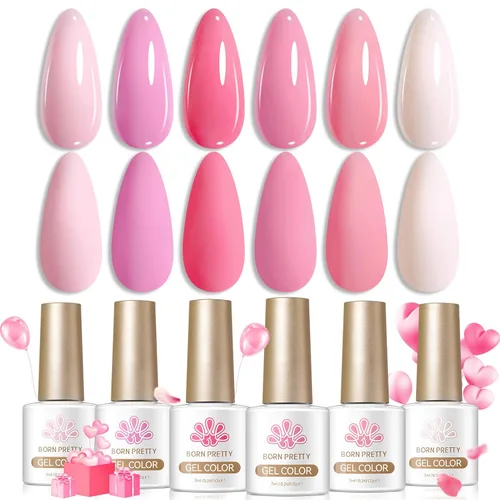 Miniatura 20 de Born Pretty Esmalte de uñas de gel de color ámbar cristal marrón naranja burdeos rojo negro para otoño e invierno, esmalte de uñas transparente