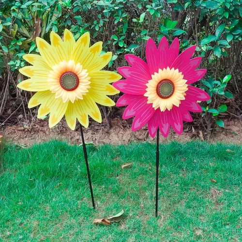 Miniatura 6 de 6 molinillos de girasol para césped, molinillos de viento, molinos de viento grandes para jardín, patio, decoración al aire libre