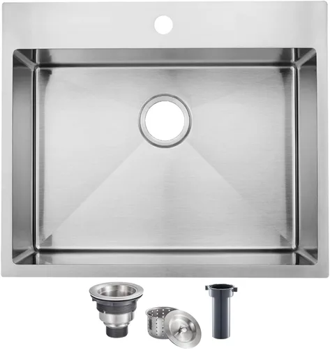 Miniatura 21 de SHACO Fregadero de barra de 15 x 15 pulgadas, fregadero de cocina pequeño de acero inoxidable de 15 pulgadas, fregadero de cocina pequeño de un solo