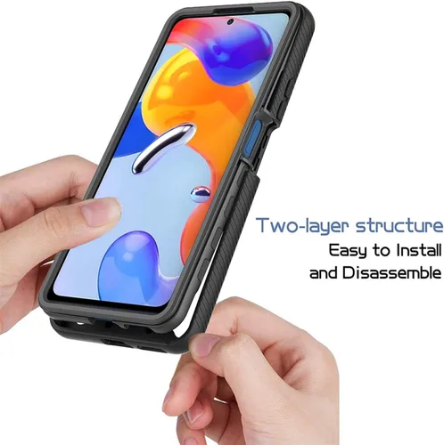 Miniatura 3 de Funda protectora para Redmi Note 11 Pro, protección contra caídas 2 en 1 híbrida resistente de doble capa para Redmi Note 11 Pro - Negro