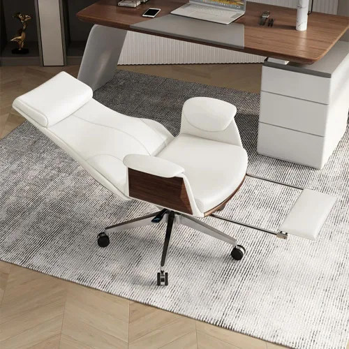 Miniatura 8 de homary Silla ejecutiva moderna para oficina en casa, silla giratoria ajustable de piel sintética ergonómica con altura ajustable y base rodante