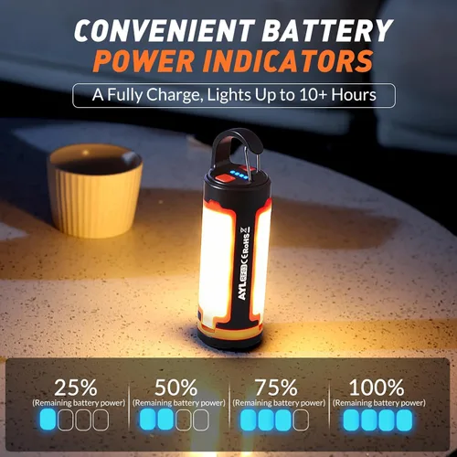 Miniatura 3 de AYL - Linterna portátil recargable LED para campamento, lámpara ligera recargable por USB, linterna LED, equipo de supervivencia para el hogar, luz