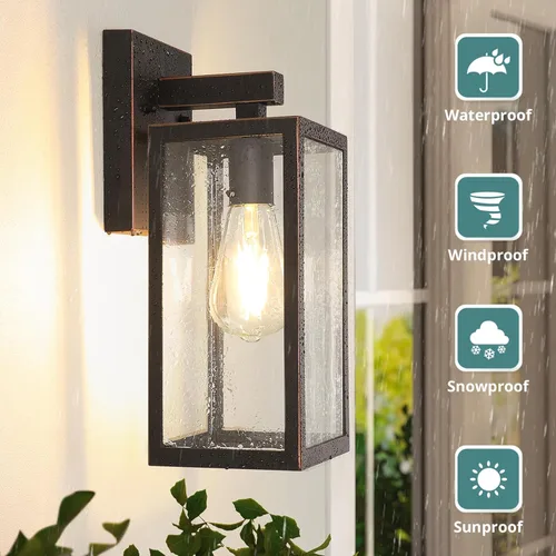 Miniatura 2 de MAXvolador Lámpara de Pared Exterior, Aplique de Pared al Aire Libre Resistente al Agua, Montaje de Luz Antióxido en Bronce Cepillado con Aceite