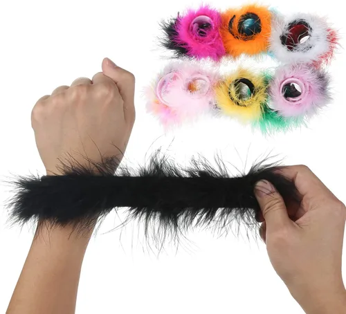 Miniatura 9 de Cooluckday 2 pulseras de plumas para mujer, reloj de palmadas, círculo, anillo de palmada, decoración de muñeca, mangas de puño, brazalete