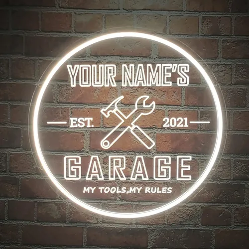Letrero de neón personalizado para garaje, letrero de luz de neón con nombre personalizado, decoración de pared, letrero LED de cueva de hombre