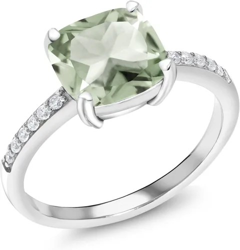 Miniatura 53 de Gem Stone King Anillo de compromiso de plata de ley 925 con piedra preciosa de corte cojín de 0.315 in Anillo de compromiso de aniversario de boda