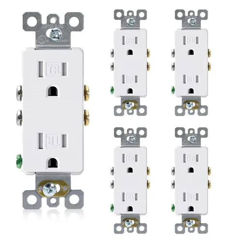 Miniatura 35 de ELEGRP Toma de corriente decorativa de pared, resistente a manipulaciones, 15 amperios, enchufe eléctrico de pared estándar, grado residencial