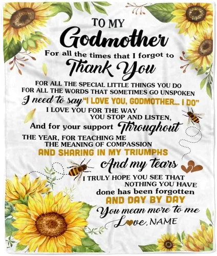 Miniatura 17 de Manta personalizada con texto en inglés «To My Godmother from Goddaughter Godson Thank You for Being My Godmother», para Día de la Madre