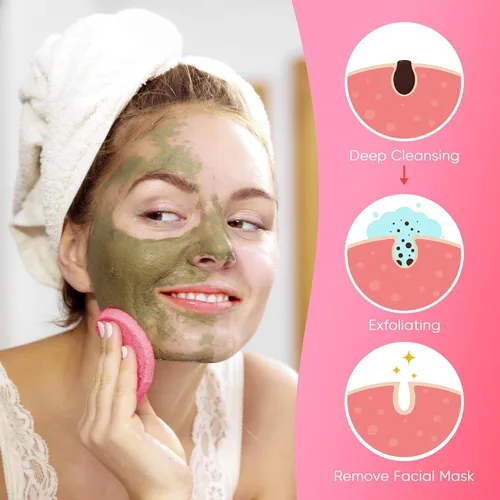 Miniatura 6 de GAINWELL 50 esponjas faciales comprimidas con recipiente de almacenamiento, para limpieza facial, removedor de maquillaje reutilizable, portátil
