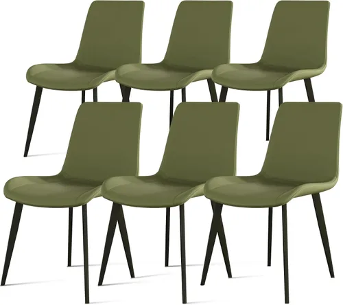 Miniatura 16 de Juego de 4 sillas de comedor, modernas sillas de comedor tapizadas de piel sintética con patas de metal resistentes y respaldo cómodo, sillas Marrón