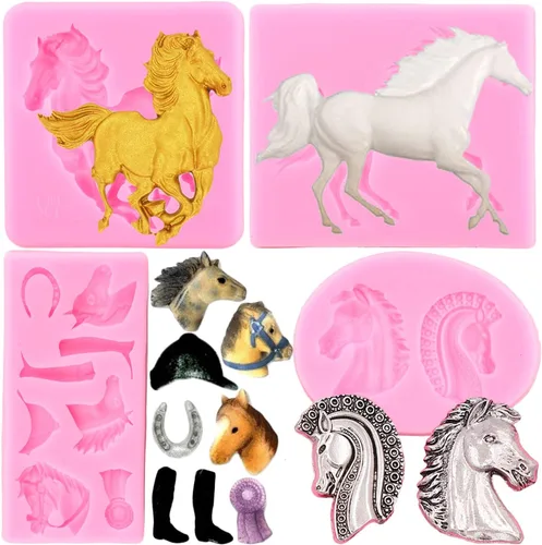 Miniatura 11 de ZiXiang Molde de silicona para caballo, moldes de herradura para pezuñas de herradura, molde de caramelo para decoración de pasteles de azúcar