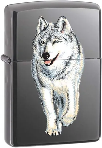 Miniatura 18 de Encendedores Zippo Lobo Emblema de lobo y cráneo cromado cepillado