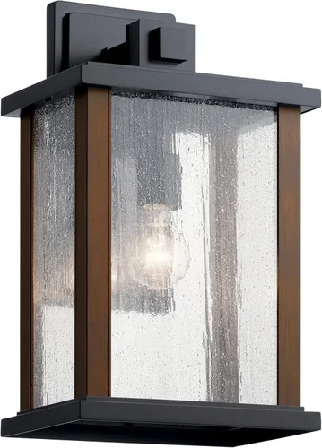 Kichler Marimount 59018BK - Lámpara de pared para exteriores de 17 pulgadas en color negro, aplique de pared exterior de 1 luz con vidrio