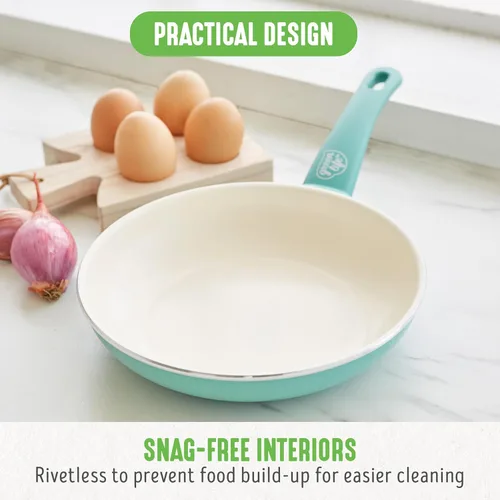 Miniatura 8 de GreenLife Soft Grip - Juego de utensilios de cocina de cerámica antiadherente sin PFAS de 8 pulgadas, espátula de silicona con mango de bambú