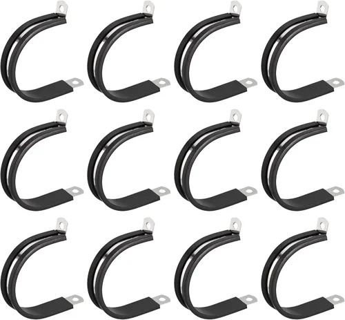 Miniatura 40 de uxcell Abrazadera de cable de 1/2 pulgada (0.472 in) de acero inoxidable 304 Abrazadera aislada acolchada de goma de acero inoxidable en forma de R