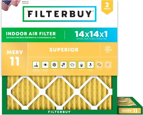 Miniatura 27 de Filterbuy Filtro de aire MERV 11 de 8 x 14 x 1 pulgadas para defensa de mascotas y alergias (paquete de 2), filtros electrostáticos plisados
