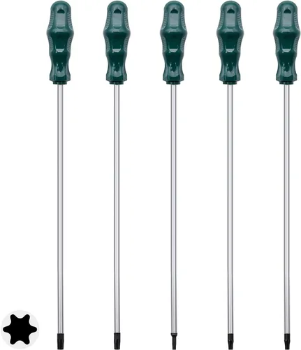 Juego de destornilladores Torx extralargos, 5 destornilladores magnéticos Torx de 12 pulgadas, T15 - T30 (T15, T20, T25, T27, T30) Destornilladores