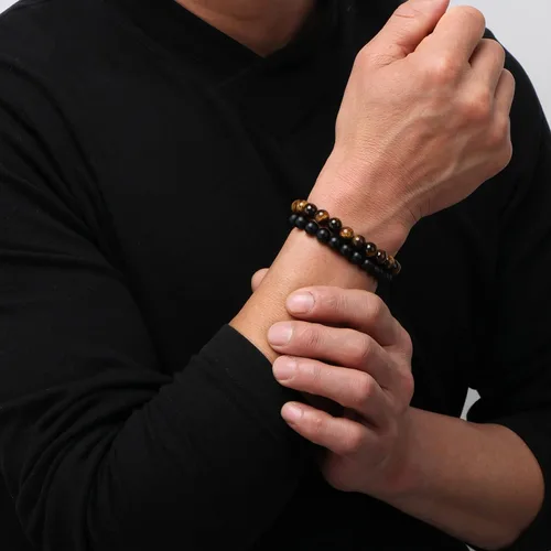 Miniatura 2 de Pulsera de ojo de tigre de roca de lava para hombre, regalos para cumpleaños, aniversario, regalos de Navidad para hombres, papá, marido, hijo