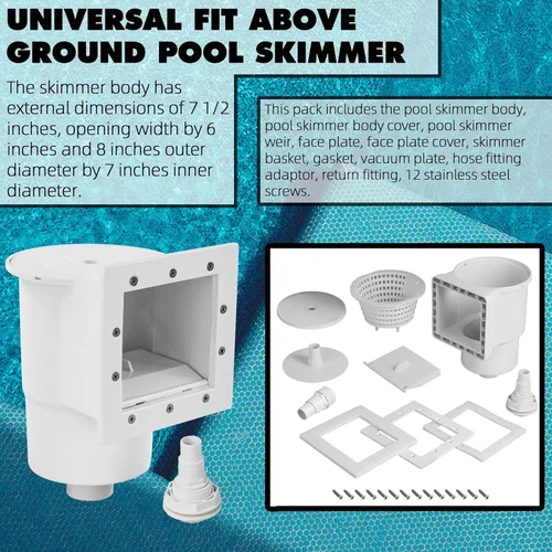 Miniatura 2 de TonGass (Juego completo de desnatadores de piscina de ajuste universal sobre el suelo (blanco) Kit de accesorios de desnatador de piscina
