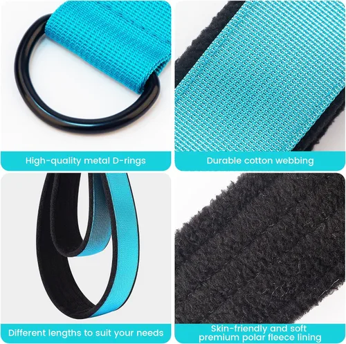 Miniatura 3 de 2 correas cómodas de doble bucle para Pilates de grosor mejorado, correa de anillo en D para gimnasio en casa y accesorios de entrenamiento de yoga