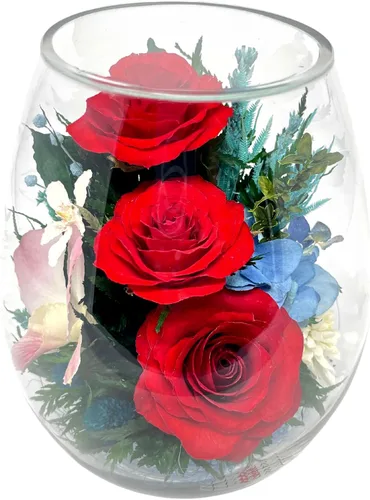 Miniatura 3 de Fiora Flower Rosas preservadas y arreglo floral en jarrón de vidrio sellado Dura hasta 5 años Regalo elegante para bodas, cumpleaños y Rojo