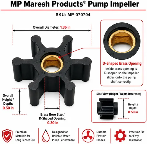 Miniatura 2 de MP Maresh Products Impulsor de repuesto para bomba portátil de transferencia de agua – Reemplazo para bomba probada 360/365, 3MPU, Submarine