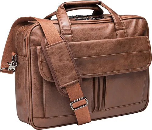 seyfocnia Bolsa para laptop para hombre bolsa de mensajero de cuero de 156 pulgadas resistente al agua maletín de viaje de negocios bolsa de