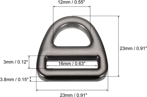 Miniatura 2 de uxcell Ajustador de hebilla triangular, triángulo de anillos en D, triángulo con clip giratorio de barra para correas de bolsa Gris oscuro