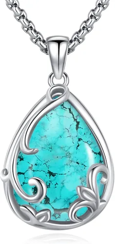 Joyas de turquesa para mujeres y hombres de plata de ley 925 con colgante de urna para cenizas, collar con medallón de imagen, martillo de Thor,