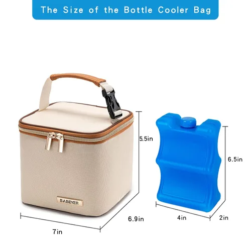 Miniatura 5 de Bolsa enfriadora de leche materna con paquete de hielo, se ajusta a 4 biberones de hasta 5 onzas, bolsa enfriadora de biberones ideal para madres